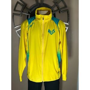 BLK Australia‎ AUS Mens Yellow Teal Track Jacket Full Zip M Athletic Sportswear